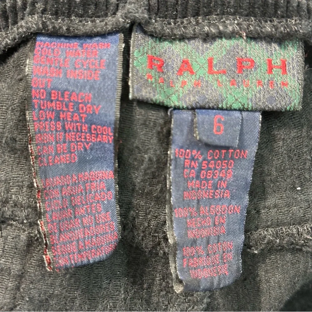Vintage RALPH Ralph Lauren Black Thick Heavy Corduroy EUC Sz 6